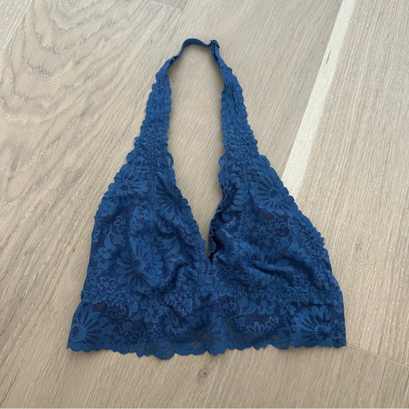 Victoria's Secret Other - Victorias Secret Pink Sexy Bralette Bra Halter Top Lace Navy Blue XS Small 32B
